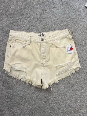 Free people butter yellow denim shorts